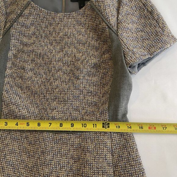 J. Crew Dress Gray Metallic Tweed Wool Blend Pleated Fit &Flare Mini 4 - Picture 6 of 16